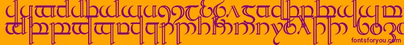 Quencap2-Schriftart – Violette Schriften auf orangefarbenem Hintergrund
