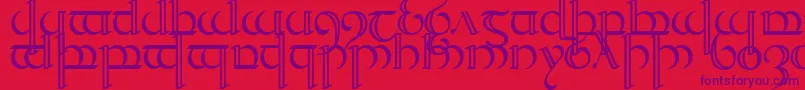 Quencap2-fontti – violetit fontit punaisella taustalla