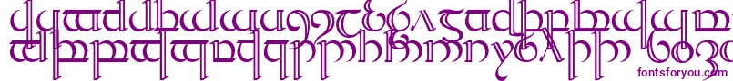 フォントQuencap2 – 白い背景に紫のフォント