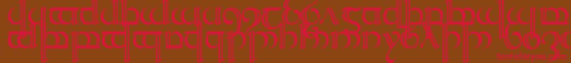 Quencap2-fontti – punaiset fontit ruskealla taustalla
