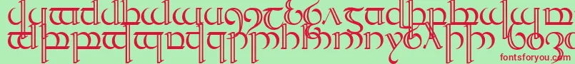 Quencap2-fontti – punaiset fontit vihreällä taustalla