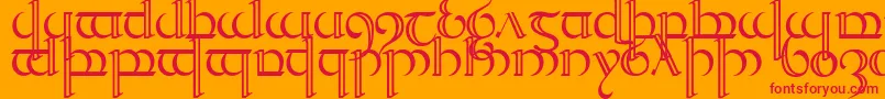 Quencap2-Schriftart – Rote Schriften auf orangefarbenem Hintergrund