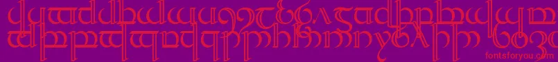 Quencap2-Schriftart – Rote Schriften auf violettem Hintergrund