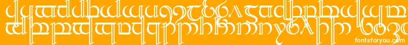 Quencap2-Schriftart – Weiße Schriften auf orangefarbenem Hintergrund