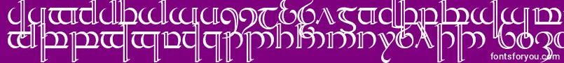 Quencap2-fontti – valkoiset fontit violetilla taustalla