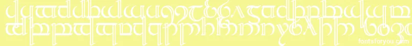 Quencap2-fontti – valkoiset fontit keltaisella taustalla