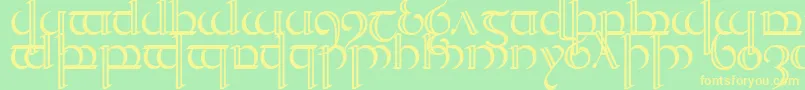 Quencap2-fontti – keltaiset fontit vihreällä taustalla