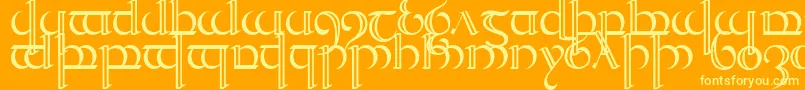 Quencap2-Schriftart – Gelbe Schriften auf orangefarbenem Hintergrund