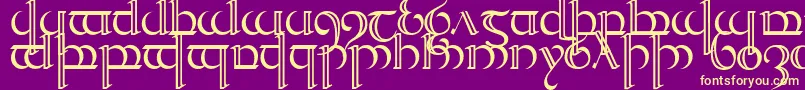 Quencap2-Schriftart – Gelbe Schriften auf violettem Hintergrund