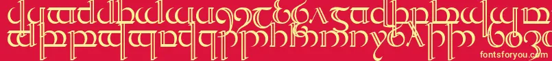 Quencap2-Schriftart – Gelbe Schriften auf rotem Hintergrund