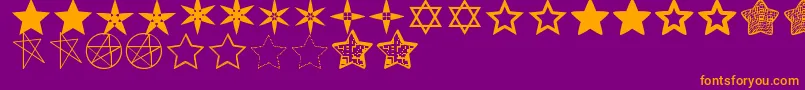 EstrellassTfb-fontti – oranssit fontit violetilla taustalla