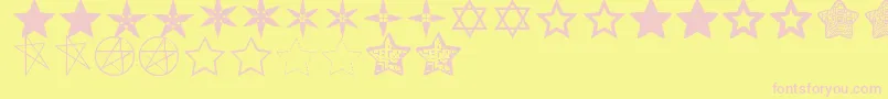 Fonte EstrellassTfb – fontes rosa em um fundo amarelo