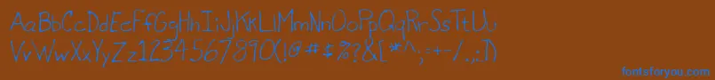 Lehn071-Schriftart – Blaue Schriften auf braunem Hintergrund