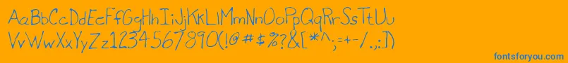Lehn071-Schriftart – Blaue Schriften auf orangefarbenem Hintergrund