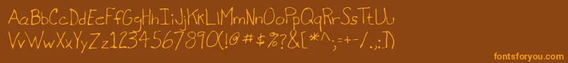 Lehn071 Font – Orange Fonts on Brown Background