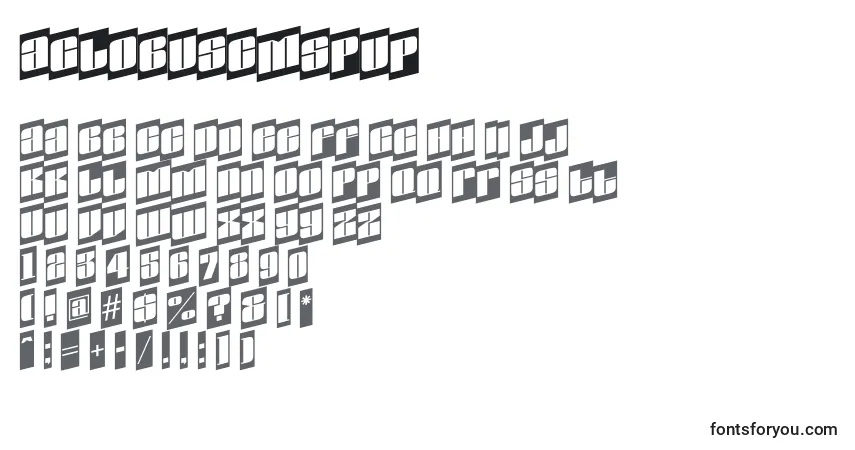 Fuente AGlobuscmspup - alfabeto, números, caracteres especiales