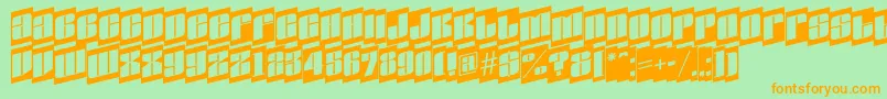AGlobuscmspup-Schriftart – Orangefarbene Schriften auf grünem Hintergrund