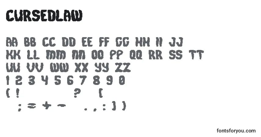 A fonte Cursedlaw – alfabeto, números, caracteres especiais