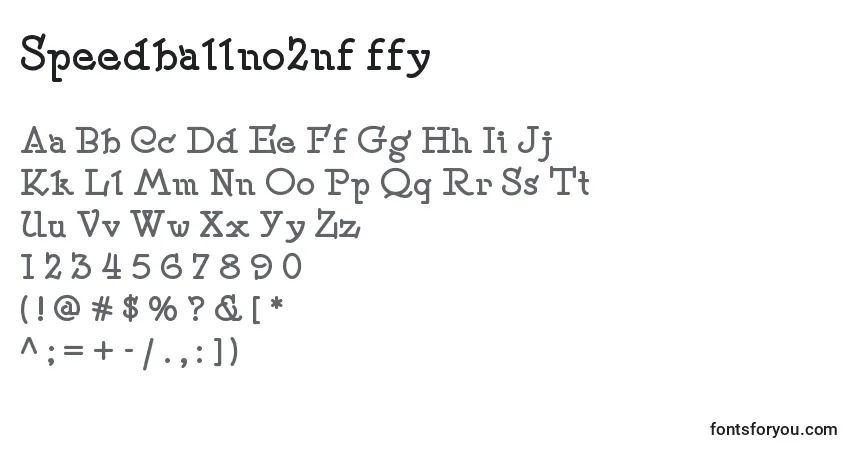 A fonte Speedballno2nf ffy – alfabeto, números, caracteres especiais