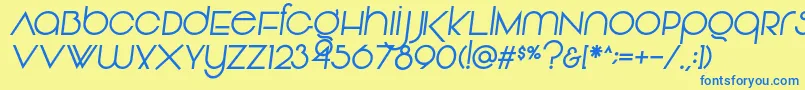 Vonique92Italic Font – Blue Fonts on Yellow Background