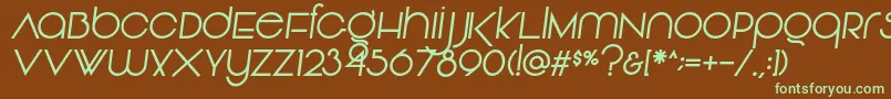 フォントVonique92Italic – 緑色の文字が茶色の背景にあります。