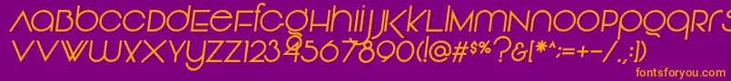 Fonte Vonique92Italic – fontes laranjas em um fundo violeta