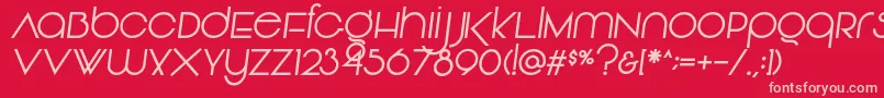 Fonte Vonique92Italic – fontes rosa em um fundo vermelho