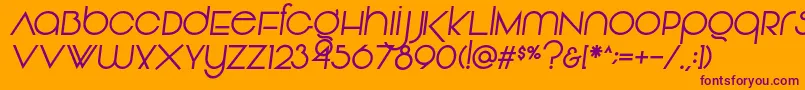 Vonique92Italic-fontti – violetit fontit oranssilla taustalla