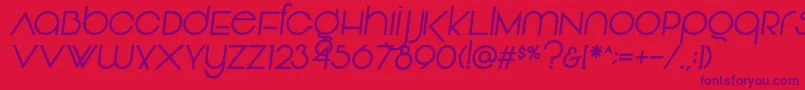 Fonte Vonique92Italic – fontes roxas em um fundo vermelho