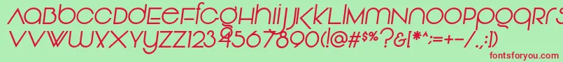 Fonte Vonique92Italic – fontes vermelhas em um fundo verde