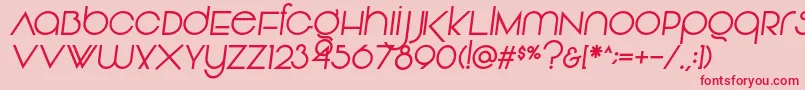 Fonte Vonique92Italic – fontes vermelhas em um fundo rosa