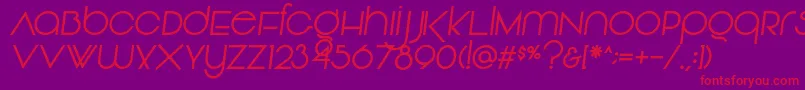 Fonte Vonique92Italic – fontes vermelhas em um fundo violeta