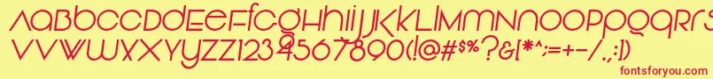 Fonte Vonique92Italic – fontes vermelhas em um fundo amarelo