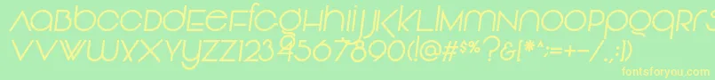 フォントVonique92Italic – 黄色の文字が緑の背景にあります