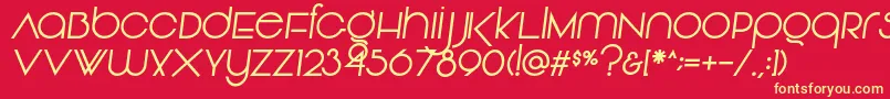 Fonte Vonique92Italic – fontes amarelas em um fundo vermelho