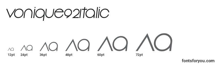 Размеры шрифта Vonique92Italic