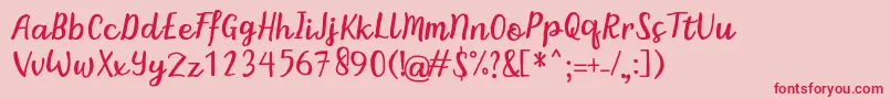 フォントBintarRegular – ピンクの背景に赤い文字