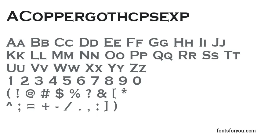 Schriftart ACoppergothcpsexp – Alphabet, Zahlen, spezielle Symbole