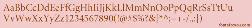 MinionproSubh-fontti – ruskeat fontit vaaleanpunaisella taustalla