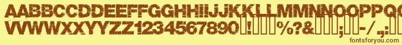 フォントBase05 – 茶色の文字が黄色の背景にあります。