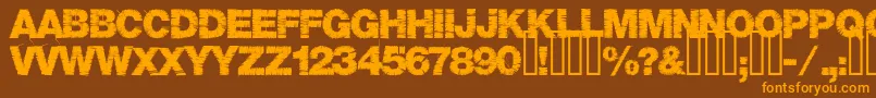 フォントBase05 – オレンジ色の文字が茶色の背景にあります。