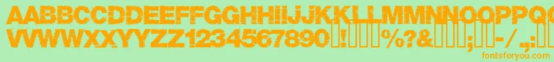 フォントBase05 – オレンジの文字が緑の背景にあります。