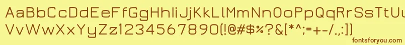 フォントJuramedium – 茶色の文字が黄色の背景にあります。