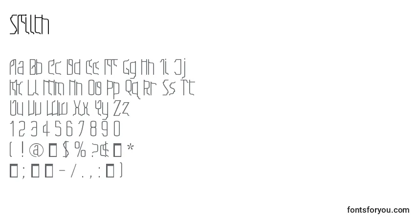 Czcionka Sfilth – alfabet, cyfry, specjalne znaki
