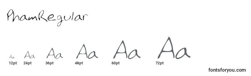 PhamRegular Font Sizes