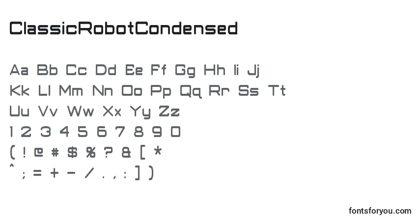 Шрифт ClassicRobotCondensed – алфавит, цифры, специальные символы