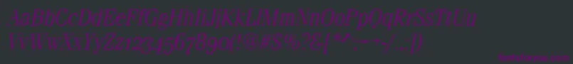フォントFerraraOsfLightItalic – 黒い背景に紫のフォント