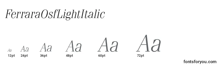 FerraraOsfLightItalic Font Sizes