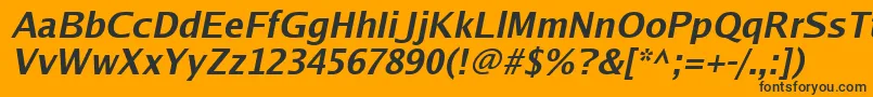Luxisbi-Schriftart – Schwarze Schriften auf orangefarbenem Hintergrund