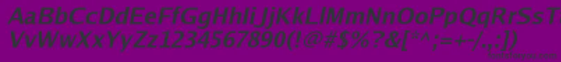 Fonte Luxisbi – fontes pretas em um fundo violeta
